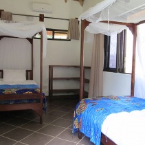 Twin bedroom with mosquito nets